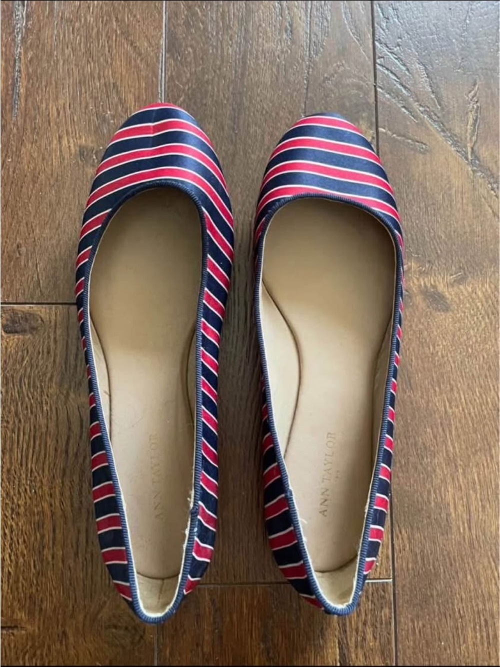 Ann Taylor Striped Nautical Slip On Ballet Flats. Size 7